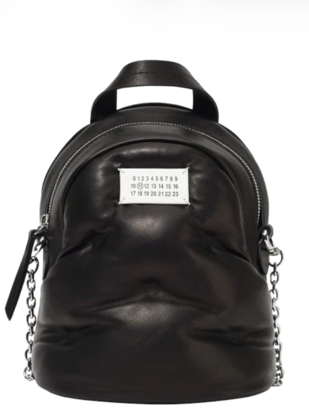 Maison Margiela Authentic Glam Slam Mini Backpack (Black Leather, Chain Strap